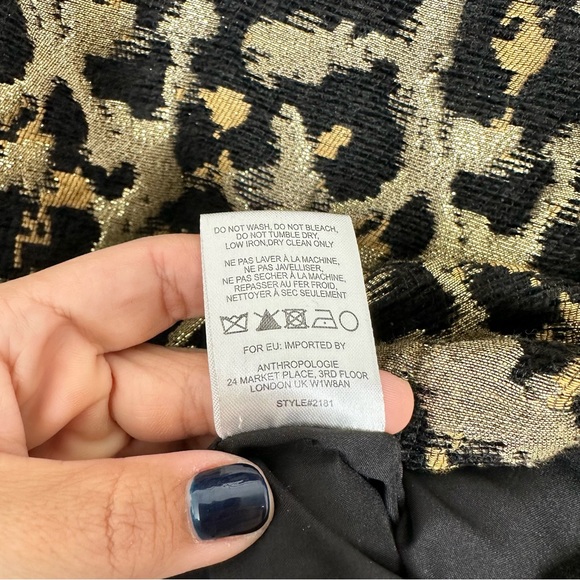 Anthropologie Hutch Metallic Leopard Jacquard Blouse - Picture 6 of 11